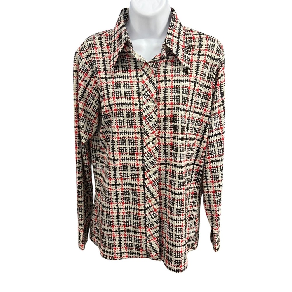 Vintage Cape Cod Match Mate Plaid Long‎ Sleeve Button Up Shirt Women's Medium